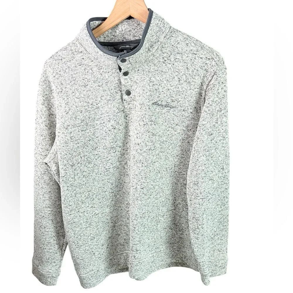 Eddie Bauer Oatmeal 3/4 Snap Pullover Sweater